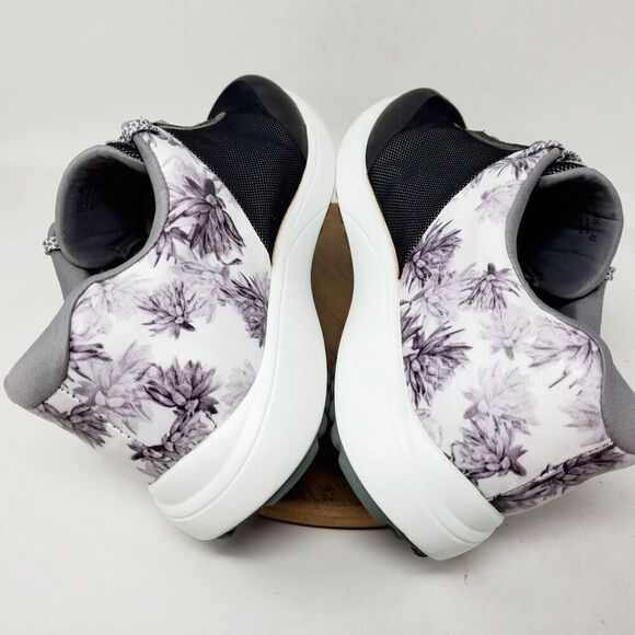Alegria Shoes Womens 39 Traq Jaunt Rhodie Grey Black White Flower Sneaker - Picture 10 of 15